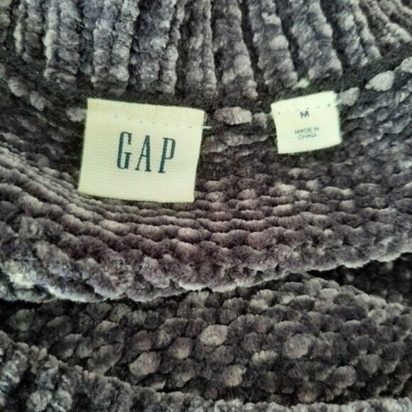GAP Chenille Crewneck Sweater Soft Relaxed Fit Grey Sz M - Picture 8 of 9